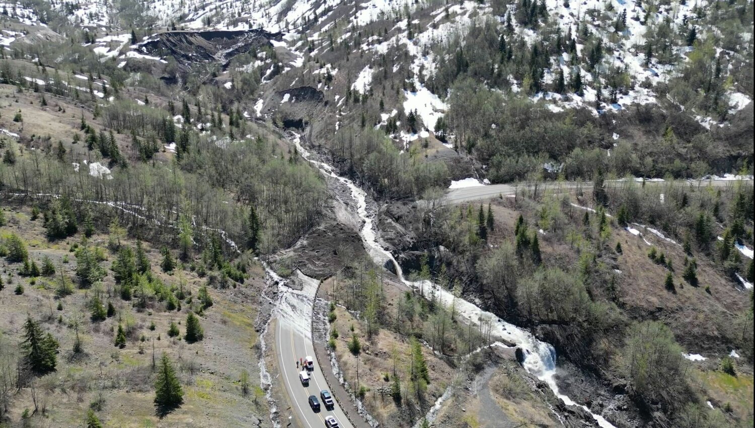 A Sunday night debris slide is blocking the highway to Johnston Ridge, with no estimated time for reopening.